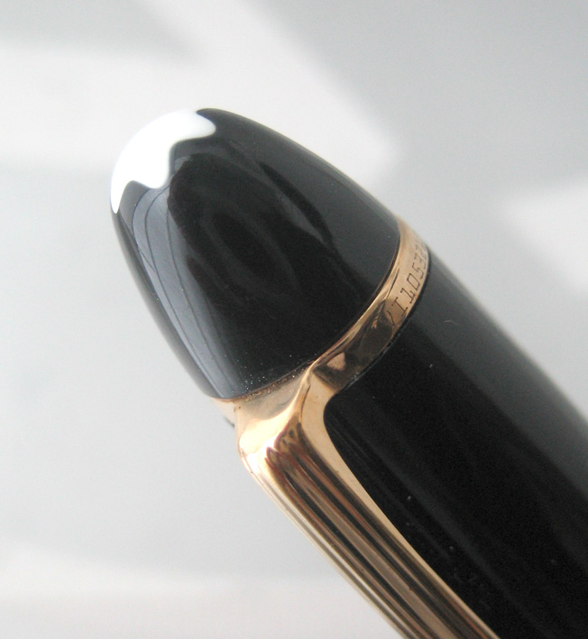 ปากกาหมึกซึม MONTBLANC PEN meisterstuck ขนาด big size ระบบบิดเปิดไส้ ตัวเรือนดำอครีลิคประดับชุดเหน็บ 4