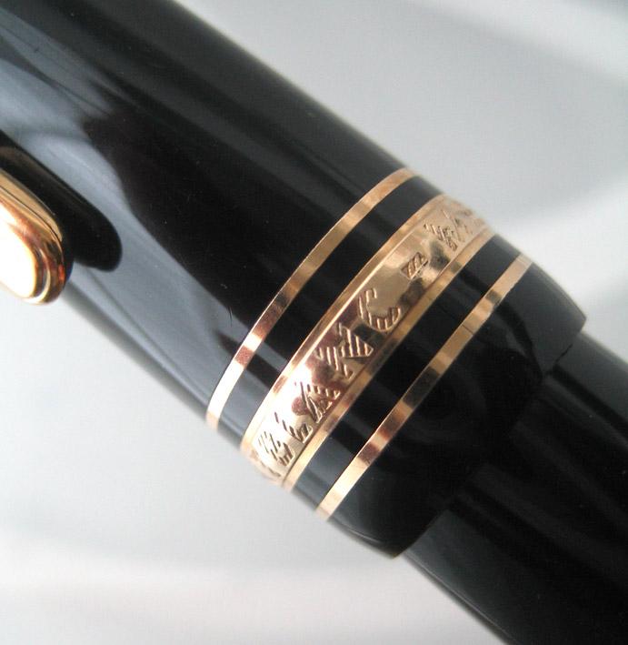 ปากกาหมึกซึม MONTBLANC PEN meisterstuck ขนาด big size ระบบบิดเปิดไส้ ตัวเรือนดำอครีลิคประดับชุดเหน็บ 5