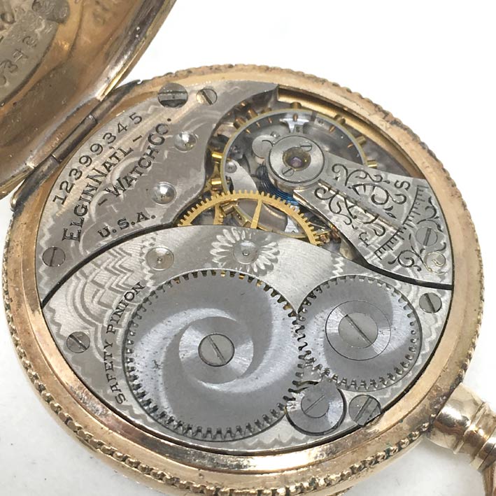 นาฬิกาพก pocket watch 1950 ELGIN original USA ขนาดตัวเรือน 35 mm หน้าปัดขาวเคลือบกระเบื้องเลขอารบิคด 7