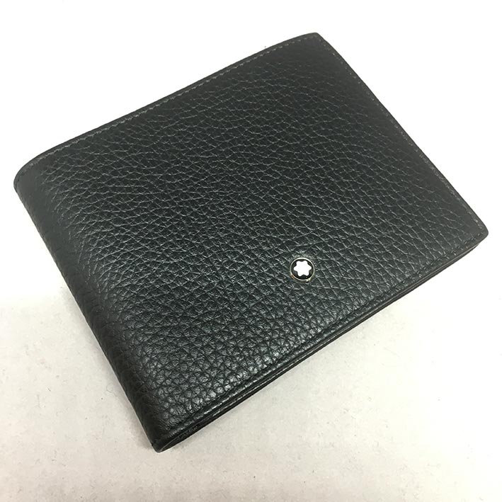 Montblanc Meisterstuck Black Leather Wallet 111124 สำหรับบุรุษ ขนาด 4 1/2 \quot;x 3 1/3\quot; วัสดุห 1