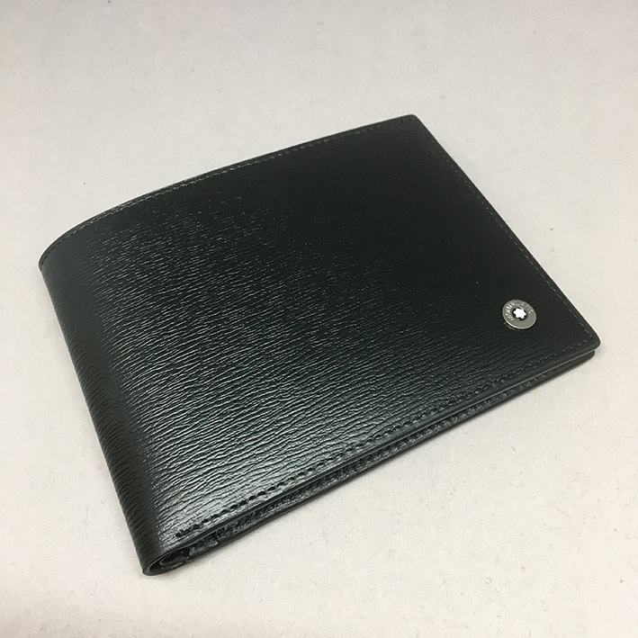 Montblanc Westside Black Leather Wallet 6CC 38036 สำหรับบุรุษ ขนาด 4 1/2 \quot;x 3 1/3\quot; วัสดุหน 4