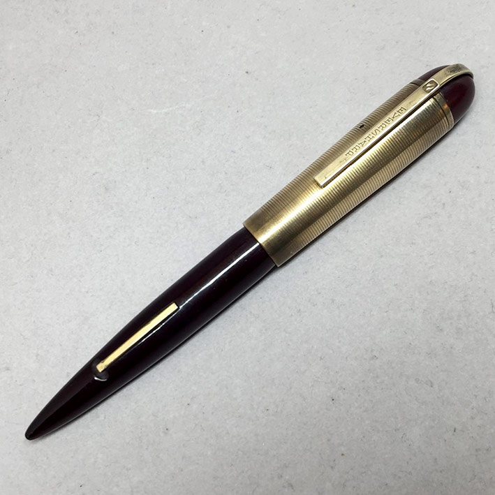 ปากกาหมึกซึม EVERSHARP USA ตัวด้ามไฟเรซิ่น ชุดเหน็บเคลือบทอง ปากทอง 14k ปลอกขันเกลียว สภาพเดิมสวย