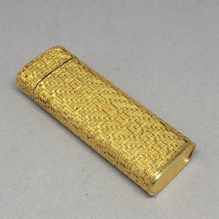 ไฟแช็ก CARTIER ทองคำ 18k yellow gold original 1980 ระบบเติมแก๊ส ลวดลายขอบปลอกทองคำแบบถักทอง หายาก น่ 1