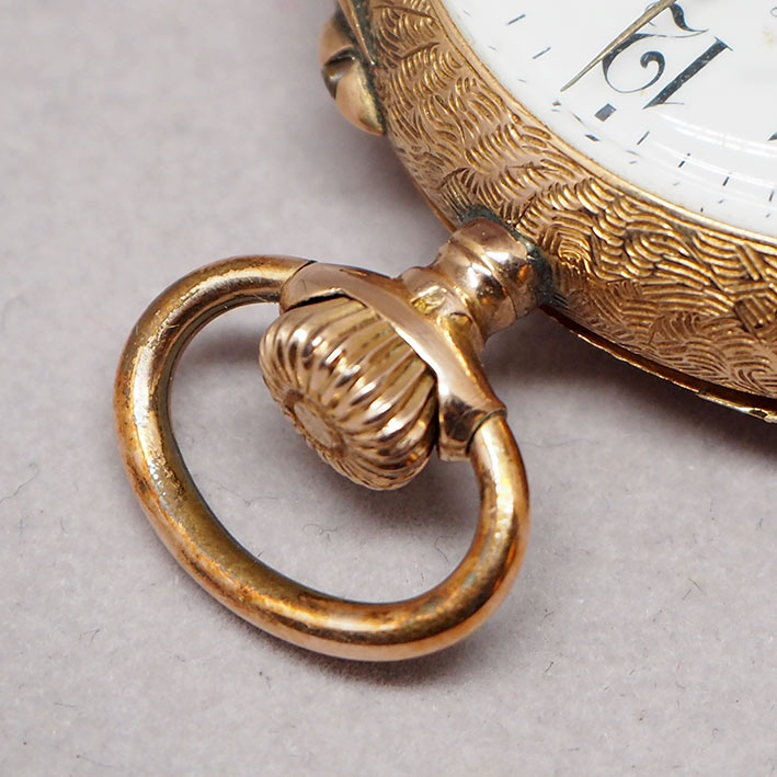 นาฬิกาพกทองคำ LONGINES Grand prix PARIS 1900 หน้าปัดกระเบื้องแท้พิมพ์อารบิคดำ เดินเวลาด้วยเข็มฉลุลาย 2