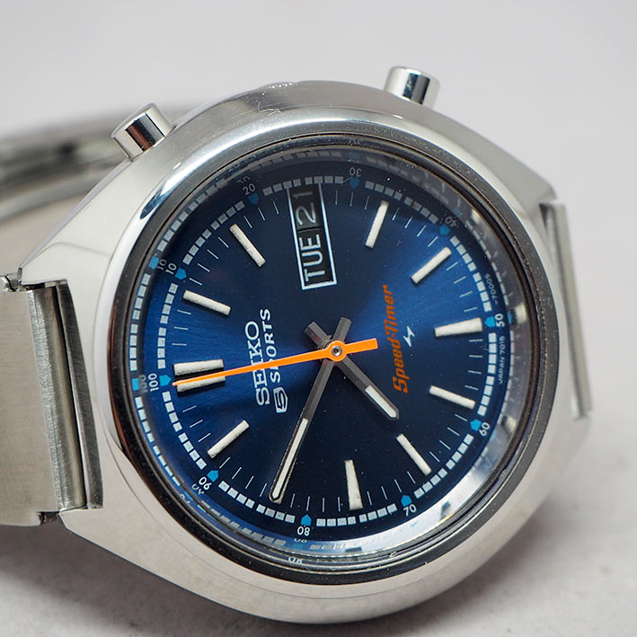 Seiko 5 sport speedtimer 7015-7000 Chronograph Automatic 1970s Size 39mm หน้าปัดน้ำเงินสไลด์เงาประดั 2
