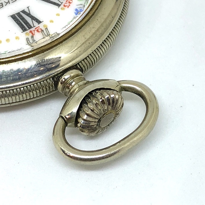 นาฬิกาพกไขลาน SEKEL Pocket watch 1900 ขนาดตัวเรือน 54 mm หน้าปัดกระเบื้องขาวพิมพ์โรมันดำ และลวดลายตุ 3