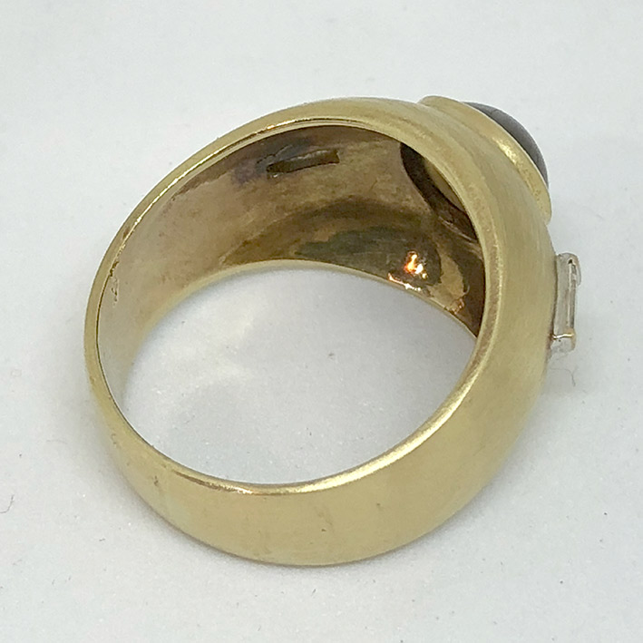 แหวนทองคำฝังเพชรแท้เหลี่ยมบาร์เก็ต ขนาด 0.10x2 กะรัต ฝังเพชรตาแมวทรงกลมขนาดเส้นผ่าศุนย์กลาง 0.8mm ตั 4