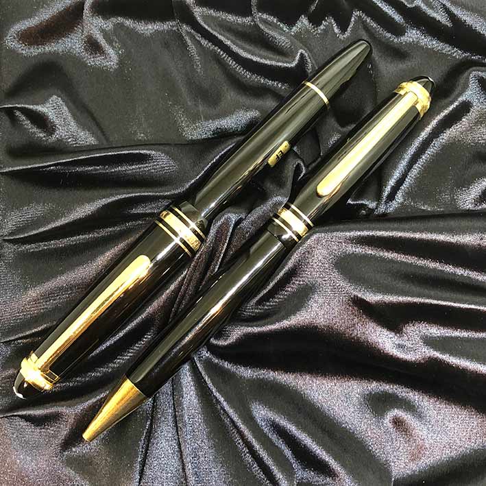 MONTBLANC Twin set Meisterstruck 75 Year Anniversary Fountain pen และ Roler ball  วัสดุตัวด้าม Black