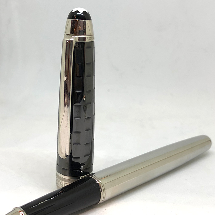 ปากกาหมึกเคมี lMONTBLANC Meisterstuck Solitaire Ceramics Black Prisma Roler ball ตัวด้ามเคลือบแพ็ตติ 1