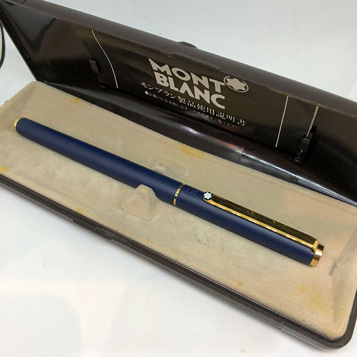 ปากกาหมึกหมึกซึม MONTBLANC Classic Fountain pen 1990 ตัวด้ามเคลือบสีน้ำเงินเข้มด้าน ชุดเหน็บทอง ระบบ 1