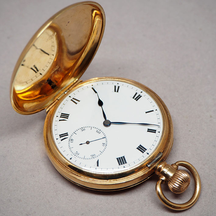 นาฬิกาพกไขลาน DENISON pocket watch 1900 ขนาดตัวเรือน 50 mm หน้าปัดกระเบื้องขาวพิมพ์อารบิคดำ เดินเวลา