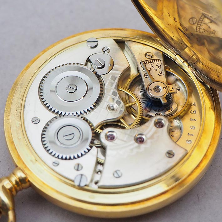 นาฬิกาพกไขลาน F.BACHSCHMID pocket watch 1900 ขนาดตัวเรือน 45 mm หน้าปัดกระเบื้องขาวพิมพ์อารบิคดำ เดิ 3