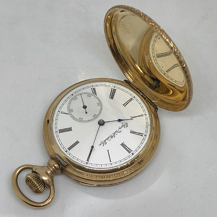 นาฬิกาพกไขลาน ELGIN NATL WATCH CO, pocket watch 1900 ขนาดตัวเรือน 51 mm หน้าปัดกระเบื้องขาวพิมพ์โรมั 1
