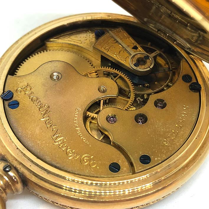 นาฬิกาพกไขลาน ELGIN NATL WATCH CO, pocket watch 1900 ขนาดตัวเรือน 51 mm หน้าปัดกระเบื้องขาวพิมพ์โรมั 8
