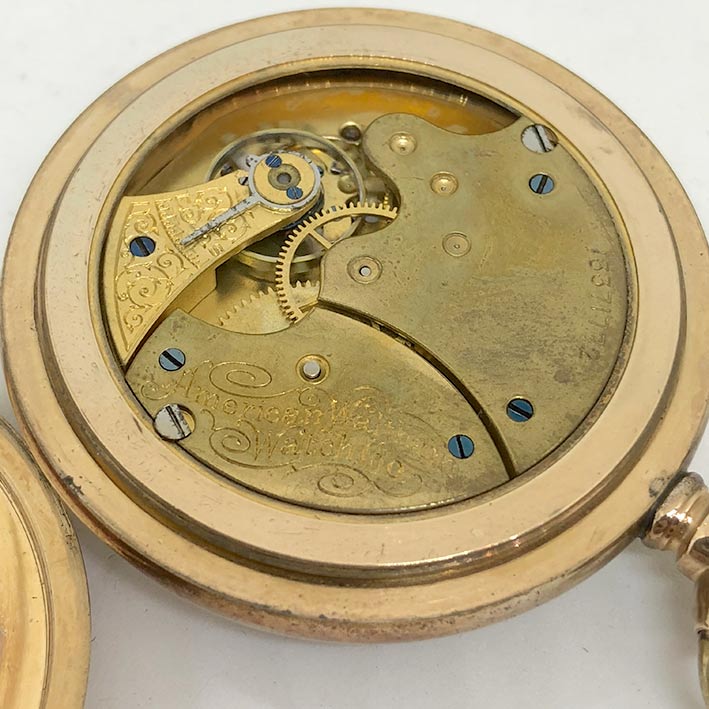 นาฬิกาพกไขลาน WALTHAM pocket watch 1950 ขนาดตัวเรือน 45 mm หน้าปัดกระเบื้องขาวพิมพ์อารบิคดำ สลับลวดล 4