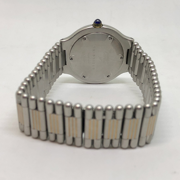 CARTIER Must de 21 quartz for Lady size 31mm หน้าปัดบรอนซ์เงิน กระจกแซฟไฟล์เรียบ ขอบตัวเรือนสลักโรมั 3