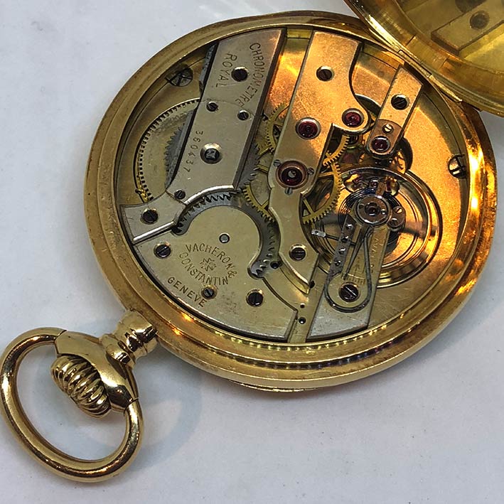 นาฬิกาพก Vacheron Constantin Chronometre Royal ขนาด 57mm หน้าปัดขาวเคลือบกระเบื้องพิมพ์โรมันดำ เดินเ 7