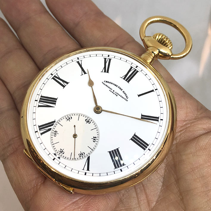 นาฬิกาพก Vacheron Constantin Chronometre Royal ขนาด 57mm หน้าปัดขาวเคลือบกระเบื้องพิมพ์โรมันดำ เดินเ 8