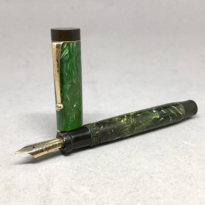 GO.S.PARKER Duofold JADE Fountain Pen Made in USA  ขนาดใหญ่ ยาว 11.5cm ปากเขียนทอง 14k 585 ปากเขียนข