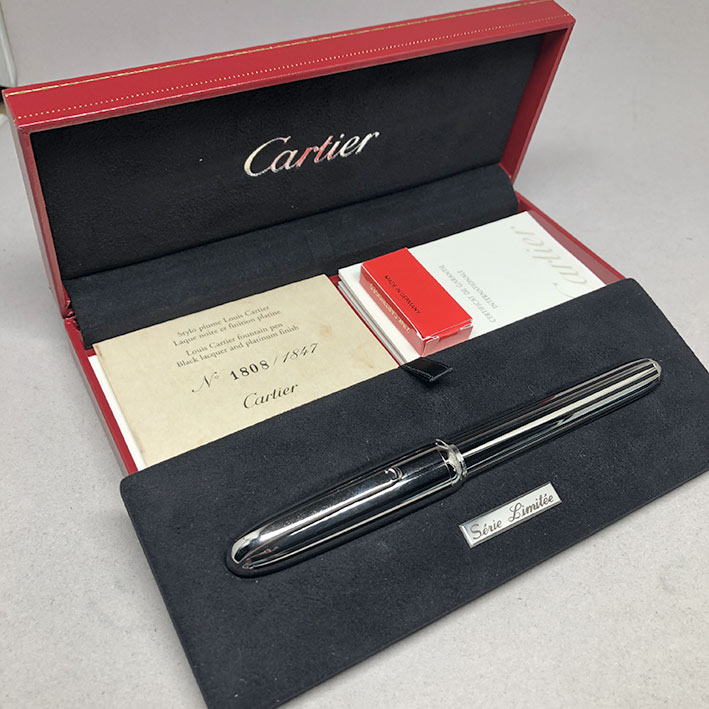 ปากกาหมึกซึม CARTIER Stylo Plume Limited 1808/1847 ปากทองขาว 18k (750) ตัวด้ามและชุดเหน็บเคลือบแพ็ตต 9
