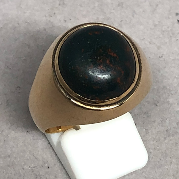 แหวนทองชมพู DANDY Style ประดับหินเลือด blood stone เจียนไนนูนสูง ตัวเรือนทอง 14k 585 รูปทรงเรียบใส่ไ 2