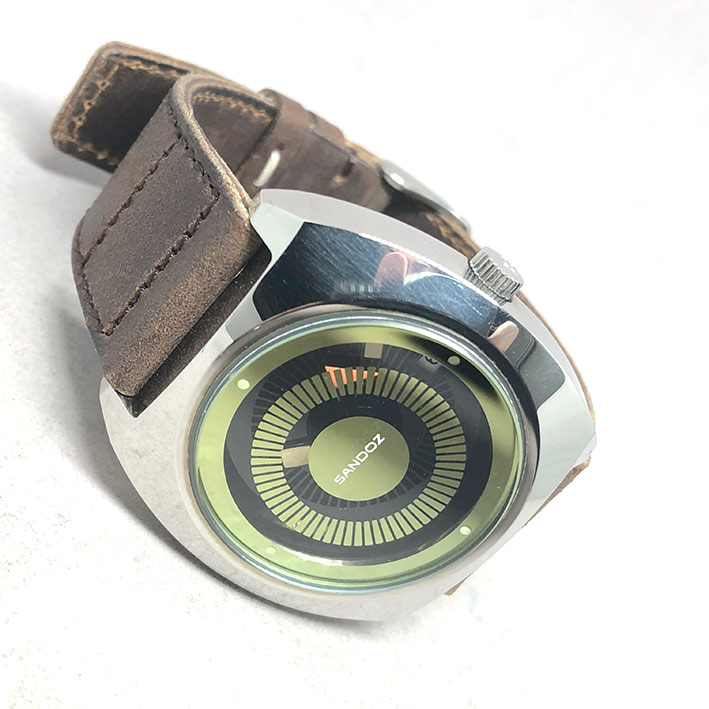 SANDOZ Retro Swiss watch watch 1980 automatic date ใส่ได้ทั้งชาย หญิง ขนาดตัวเรือน 38mm หน้าปัดดำ เด 5