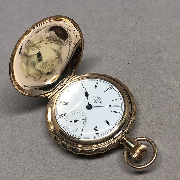 นาฬิกาพกไขลาน ELGIN Watch Company, pocket watch 1900 ขนาดตัวเรือน 43 mm หน้าปัดกระเบื้องขาวพิมพ์โรมั