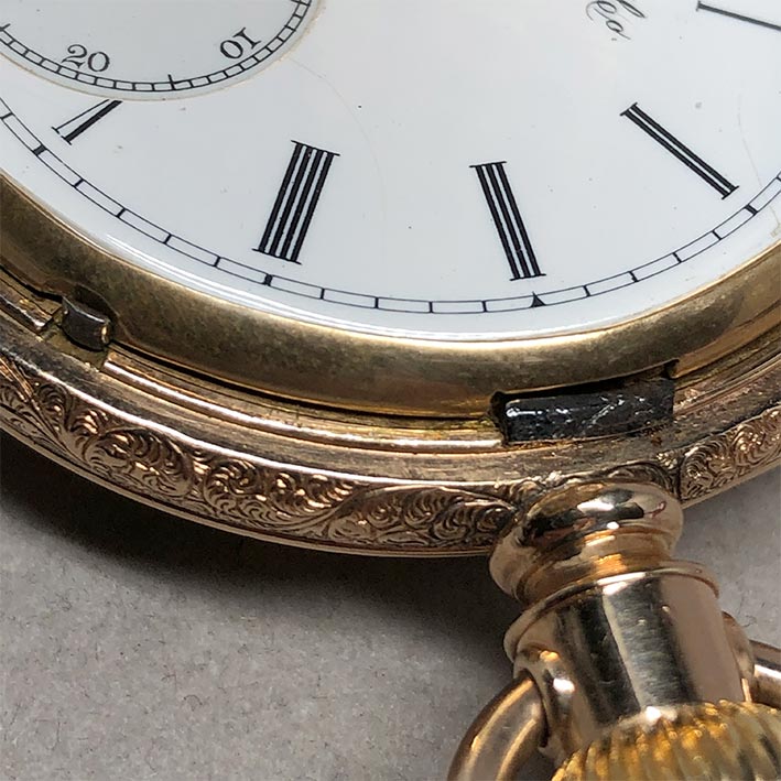 นาฬิกาพกไขลาน ELGIN NATL WATCH CO, pocket watch 1900 ขนาดตัวเรือน 51 mm หน้าปัดกระเบื้องขาวพิมพ์โรมั 4