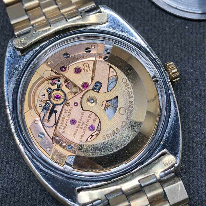 OMEGA Costellation date 1968 chronometer 18k gold plate ขนาด 35mm หน้าปัดบรอนซ์เงิน ประดับหลักเวลาขี 6