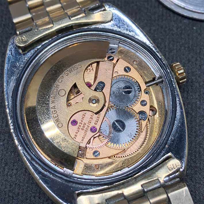 OMEGA Costellation date 1968 chronometer 18k gold plate ขนาด 35mm หน้าปัดบรอนซ์เงิน ประดับหลักเวลาขี 8