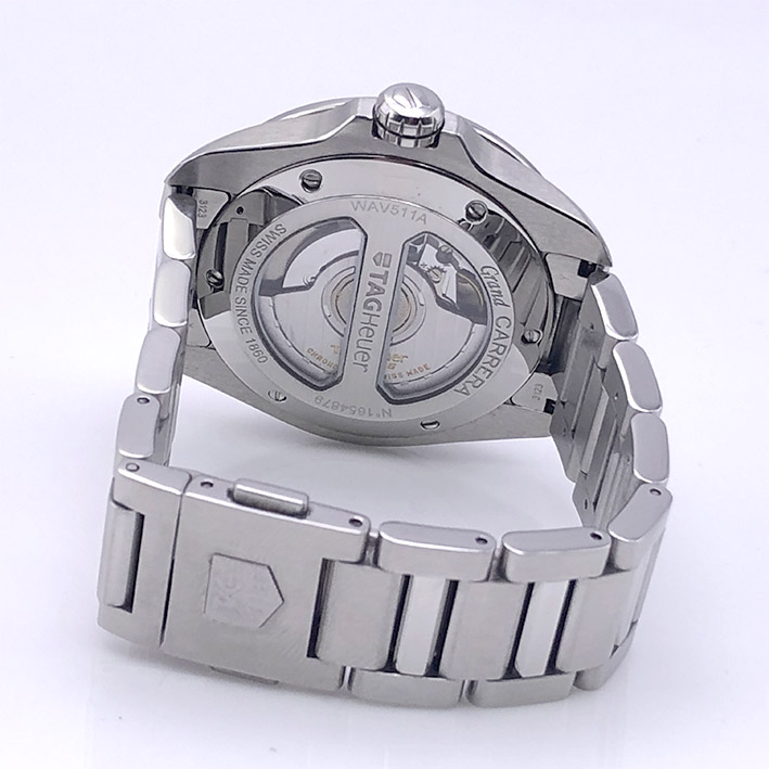 tag heuer grand carrera caribre6 auto date ขนาด man size 40mm หน้าปัดดำประดับหลักเวลาขีดเงินเงา เดิน 5
