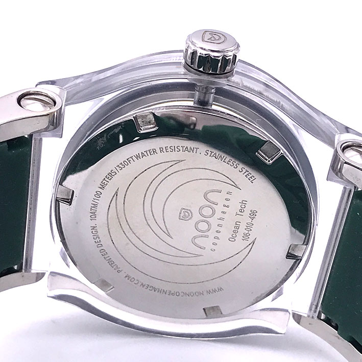 NOON Copenhgen Date Crystal quartz ใส่ได้ทั้งชาย และหญิง ขนาดตัวเรือน 45mm หน้าปัดเขียวสไลด์เงา กระจ 4