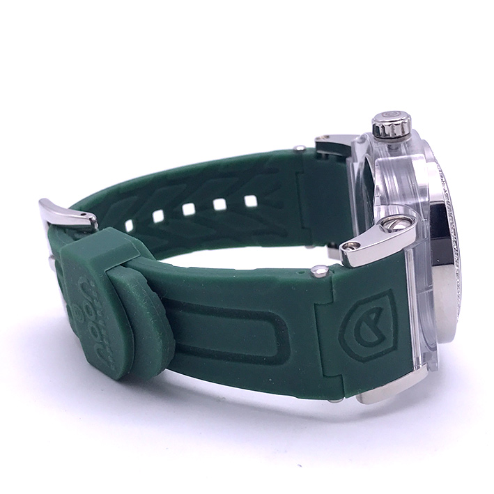 NOON Copenhgen Date Crystal quartz ใส่ได้ทั้งชาย และหญิง ขนาดตัวเรือน 45mm หน้าปัดเขียวสไลด์เงา กระจ 5
