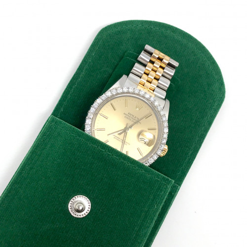 ซองใส่นาฬิกาผ้ากำมะหยี่ พร้อมตัวป้องกันสายสำหรับพกพา มีสีเขียวและสีน้ำตาล 4