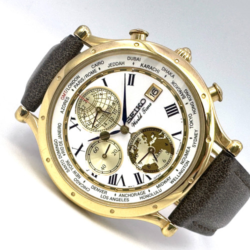 SEIKO World Time 30th Anniversary Limited Quartz Date Size 40 mm. (Rare item) 1
