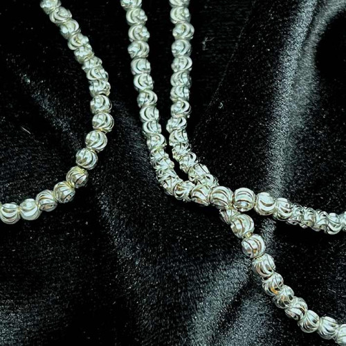 สร้อยคอทองคำ Italy 18k White gold ลายลูกปัดแกะสลักน้ำหนักช่างรวม 11.4 กรัม 1