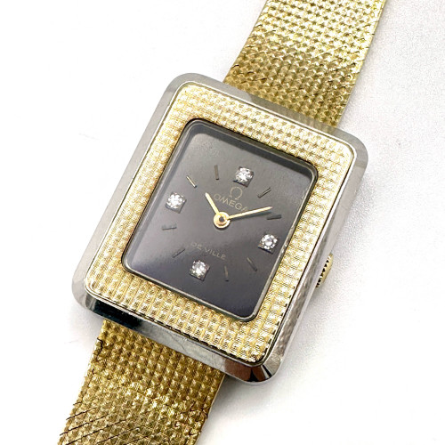 OMEGA De Ville Pavé d’Or 1970s 14k Gold Unisex Size 23x28 mm. (Rare Item) 1