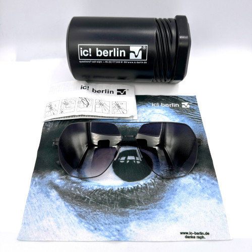 IC! BERLIN Flasco Black Sunglasses Made In Germany (Pre-owned) 9