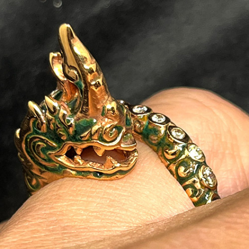 แหวนทองคำรูปทรงพยานาค Pink gold ประดับเพชรแท้เจียรไนทุกเม็ดจำนวน 23 เม็ด น้ำหนักรวม 1.45 กะรัต 3