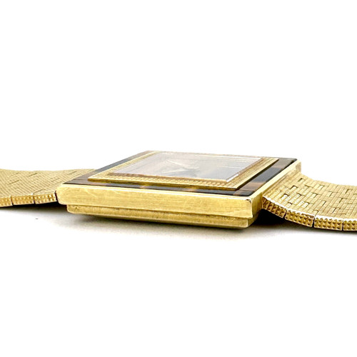 PIAGET Tiger Eye Dial 18k Yellow Gold 1970s Manual Winding Unisex Size 25x25 mm. (Rare item) 4