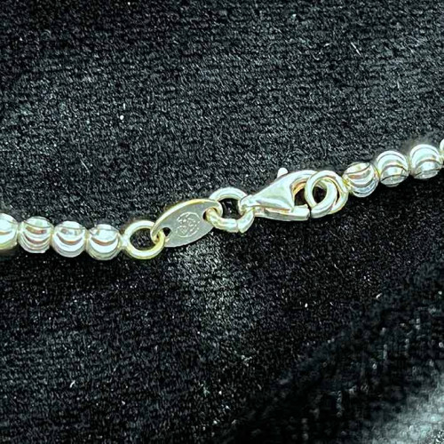 สร้อยคอทองคำ Italy 18k White gold ลายลูกปัดแกะสลักน้ำหนักช่างรวม 11.4 กรัม 3