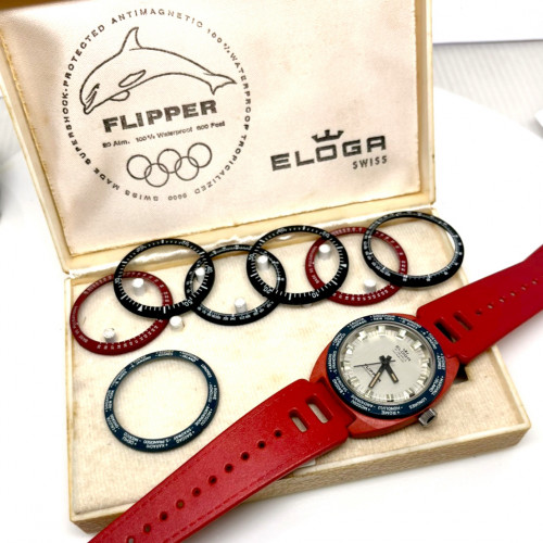 ELOGA Flipper Olympic 17 Jewels Incabloc Swiss Made ระบบไขลาน ขนาดตัวเรือน 38 mm.