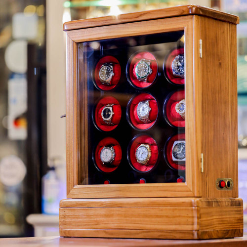 กล่องหมุนนาฬิกาออโตเมติก Watch Winder 9 เรือน ขนาด 19x37.5x49.5 cm. (กว้างxยาวxสูง) 2
