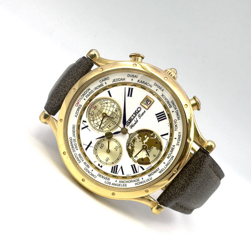 SEIKO World Time 30th Anniversary Limited Quartz Date Size 40 mm. (Rare item)