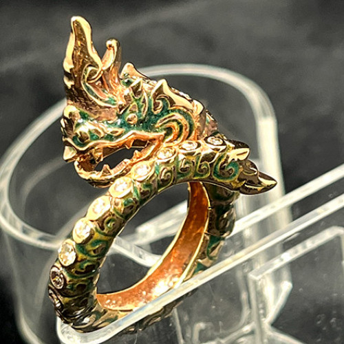 แหวนทองคำรูปทรงพยานาค Pink gold ประดับเพชรแท้เจียรไนทุกเม็ดจำนวน 23 เม็ด น้ำหนักรวม 1.45 กะรัต 7