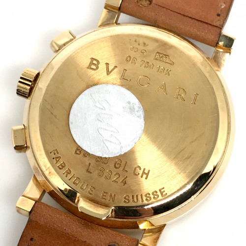 Bvlgari BB 38 auto chronograph for man, lady size 38mm หน้าปัดขาวประดับหลักเวลาขีดทองเงา บอกวันที่ตำ 5