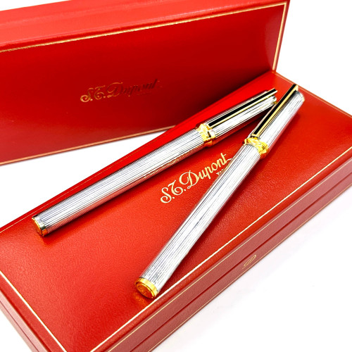 S.T. Dupont Paris 0420177 Stylo Fountain Pen 18k (750) gold tip (Set of 2 pens)
