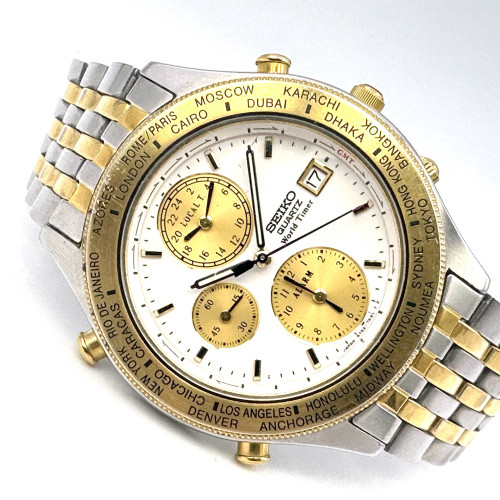 SEIKO World Timer 5T52-7A20 Quartz Date Alarm Watch Size 39 mm. (Pre-owned) 1