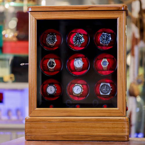 กล่องหมุนนาฬิกาออโตเมติก Watch Winder 9 เรือน ขนาด 19x37.5x49.5 cm. (กว้างxยาวxสูง) 1
