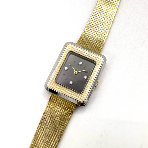 OMEGA De Ville Pavé d’Or 1970s 14k Gold Unisex Size 23x28 mm. (Rare Item)